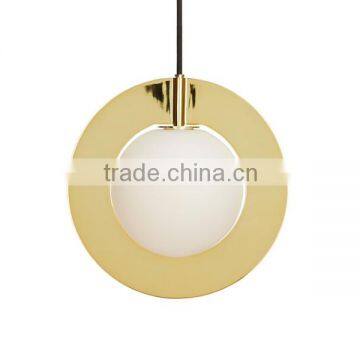 new design half glass pendant lamp globe brass hanging pendant light with white glss for home decor