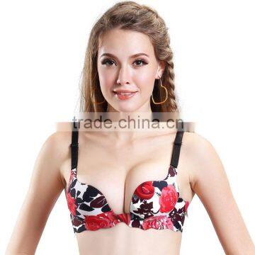 latest fashion cup shape one piece seamless printing bra