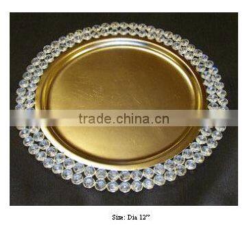 Crystal gold silver bead charger plate