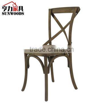 French Bistro Style dining side chair oak wood X back chair