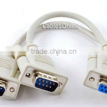 DB9 Female to 2 DB9 Male Serial Y Splitter