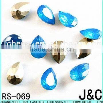 10*14mm jelly light sapphire color drop shape sew on resin stones