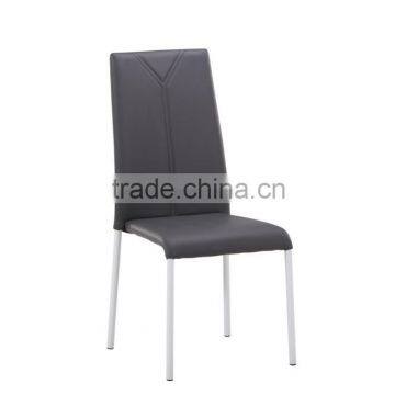 Modern comfortable black PU bow leather dining chair with metal frame