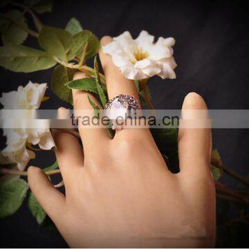 Hmong Silver Rhinestone Fashion Ring Handmade Womans Ring photo-5
