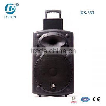 15 inch super bass portable speaker active trolley guitar speaker bluetooth dvd cd with battery and microphone