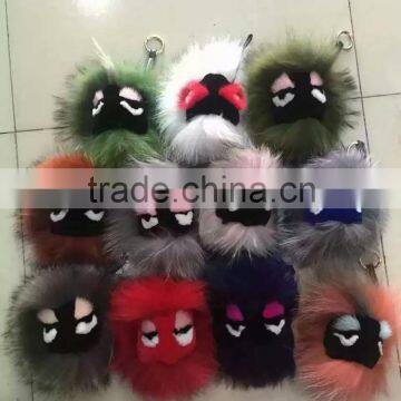 Factory Cute Style High Quality Real Fox Fur Monster Doll Keychain Charm for Bag photo-6