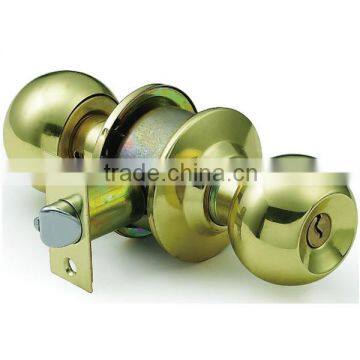 Polished Brass Golden Cylindrical Round Knob Door Lock SP5871PB