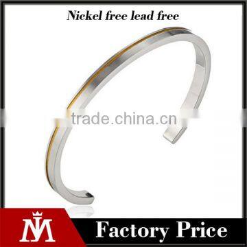 2016 cheap stainless steel bangle jewelry two tone grooved cuff bracelet for men and women