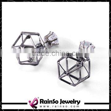 Double Side Earrings Crystal Stud Hollow Bright Pearl Earrings Glass Shining Earrings For Woman