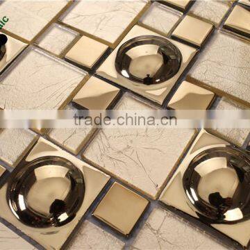 SMG03 Modern Design Mosaic Electroplating Glass Tile Glass Mosaic Gold Mosaic photo-3