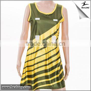 2015 custom made netball dresses sublimation printed team netball dress