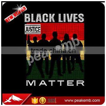 Black lives matter custom iron on personalized tee rhinestone