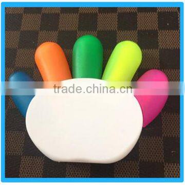 New Arrival Factory Price 5 Fingers Fluorescent Pen Colorful Child Hilighter Marker Pen