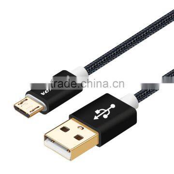 Voxlink 1m aluminum micro usb cable for Android phones universal charging cable fast black