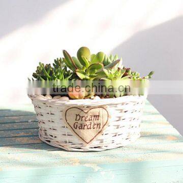 Creative home design handmade white wicker basket no handles