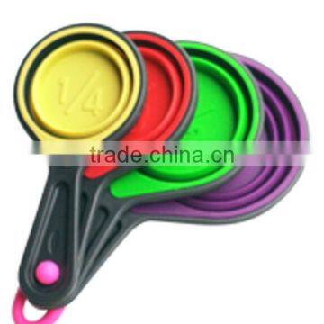 High Quality Colorful Collapsible Silicone Measuring Cups Set With Hanging Loop for Cooking photo-4