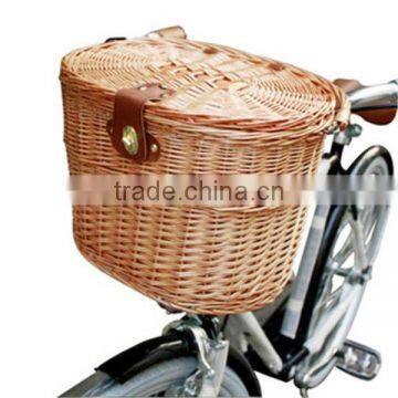 Cheap Handmade Rattan Bicycle Basket With Lid Front Bike