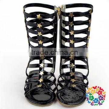 Children Girls Fashion Summer Shoes Bling Bling Long Black Sandals Shoes