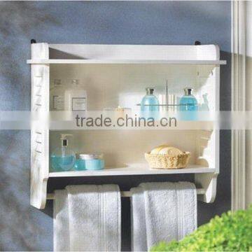 Home White Bathroom Wall Shelf With Towel Holder 3 Tier Bathroom Towel Rack Wall Shelf