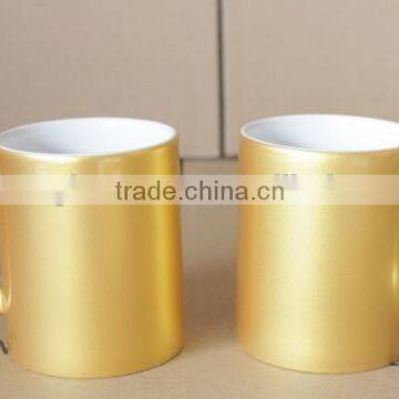 new desigh gold color porcelain mug with big handle wholesale