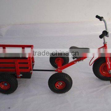 Tricycle Toy, Pedal go Kart Toy With Wooden Trailer for Kids F80AB photo-5