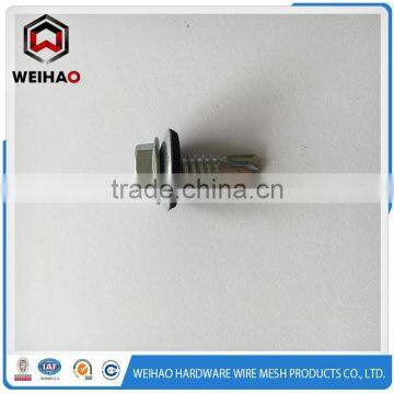 Made in China Hex head self drilling screw/roofing galvanized self-drilling screw with black washer screws