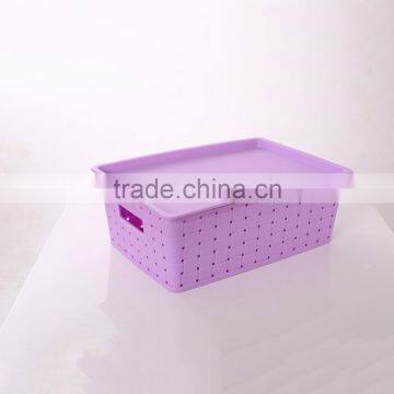 Plastic pp Rattan Style Hollow-out Basket With Lid & Handle photo-2
