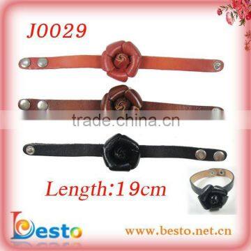 J0029 High quality hademade leather flower bracelets for men