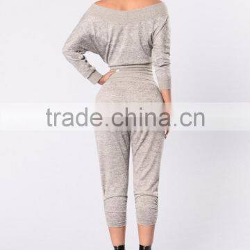 Cotton Sweat Suit Fabric Long Sleeve Crop Top Sweatshirt & Custom Jogger Sweatpants 2 Piece photo-4