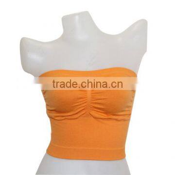 Orange wrinkle sexy tube bandeau bra plus size/boob tube bandeau top wholesale