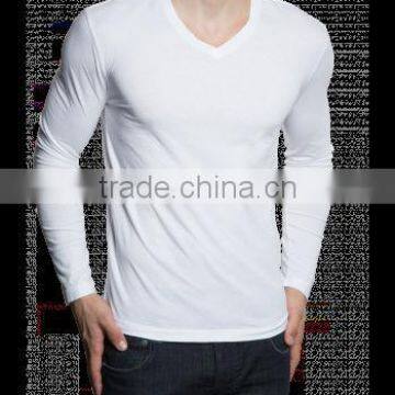 LONG SLEEVE V NECK TSHIRT WHITE LTS0013