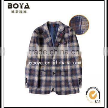 2016 new arrival children's blazer light brown coat with grid wool fabric