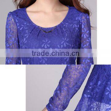 OEM ODM Factory Direct Manufacture High Fashion Elegant Long Sleeves Round Neck Women Net Tops photo-4