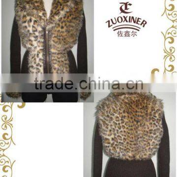 Ladies leapord print fur jacket