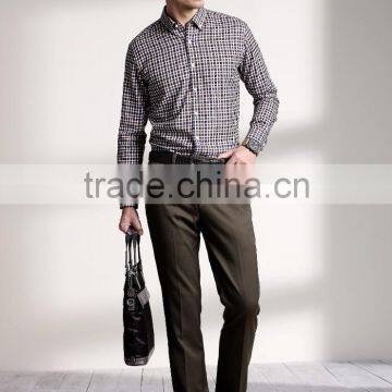 New Design Small Checked Blends Cotton Men Shirt SL0070 photo-4