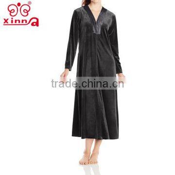 V Neck Velour Long Casual Lady Pijama photo-4