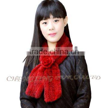 CX-S-82H Best Prices OEM Design Stock Fashion Knitted Mink Fur Ladies Scarf photo-4
