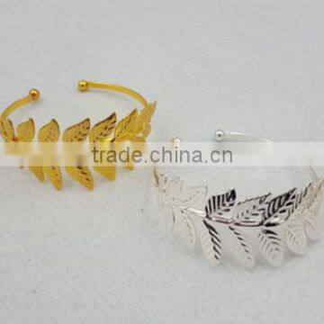 Vintage gold and silver plating feather bangle most popular design women feather bangle yiwu custom cheap feather bangle