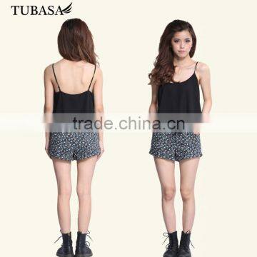 ladies fashion clothing Lace Up Cami Top Black, blusas inverno 2017, woman top