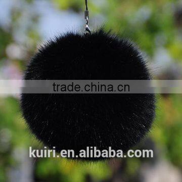 Eco-friendly Hot Sale 8cm Dyed Colour Faux Fur Trimming Furry Pompom Ball Rabbit Fur Keychain photo-5