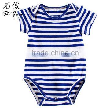 ShiJ 32S 180g Combed Cotton Indiana Striped Summer Baby Clothes Romper