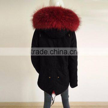 Myfur Custom Navy Outer Parka With Removable Dyed Fox Belly Fur Lined in Wholesale Price photo-5