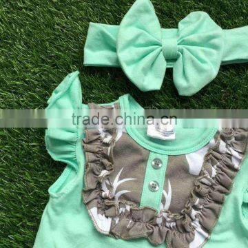 Girls Summer Outfits Baby Girls Boutique Clothing Girls Reindeer Outfits Bib Top Grey Ruffle Shorts With Matching Headband photo-5
