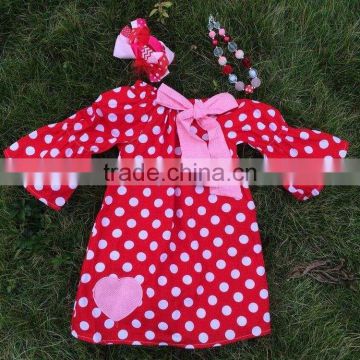 baby girls dress heart dress valentines dress with matching hair bows and chunky necklace set