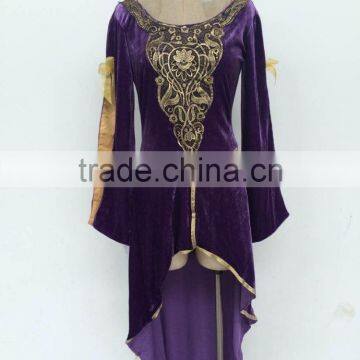 walson clothes apparel Ladies Purple Medieval Renaissance Costume Velvet Gown Fancy Dress Lady Outfits