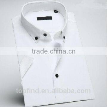 Slim white light color short sleeve small collar cotton men shirts