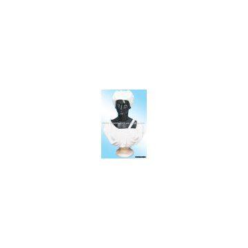 black and white marble bust carving of a black people (H 70,85cm)