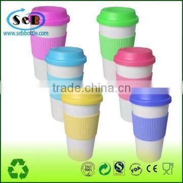 BPA Free Ceramic PP Thermos Coffee Mug With Lid And Silicone Holder