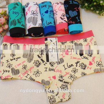 letter heart flower cotton boyshorts panties/yje wholesale plus size sexy cotton breathable underwea panties/mulit color