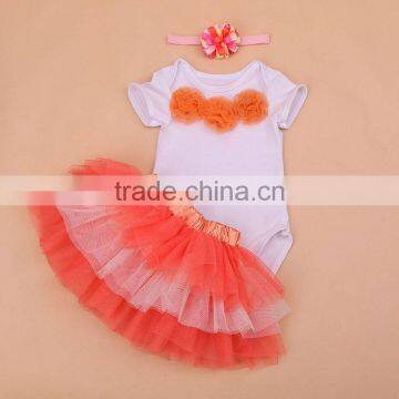 3pcs/set Infant Toddler Girls Ruffled Tutu Leotard with Headband